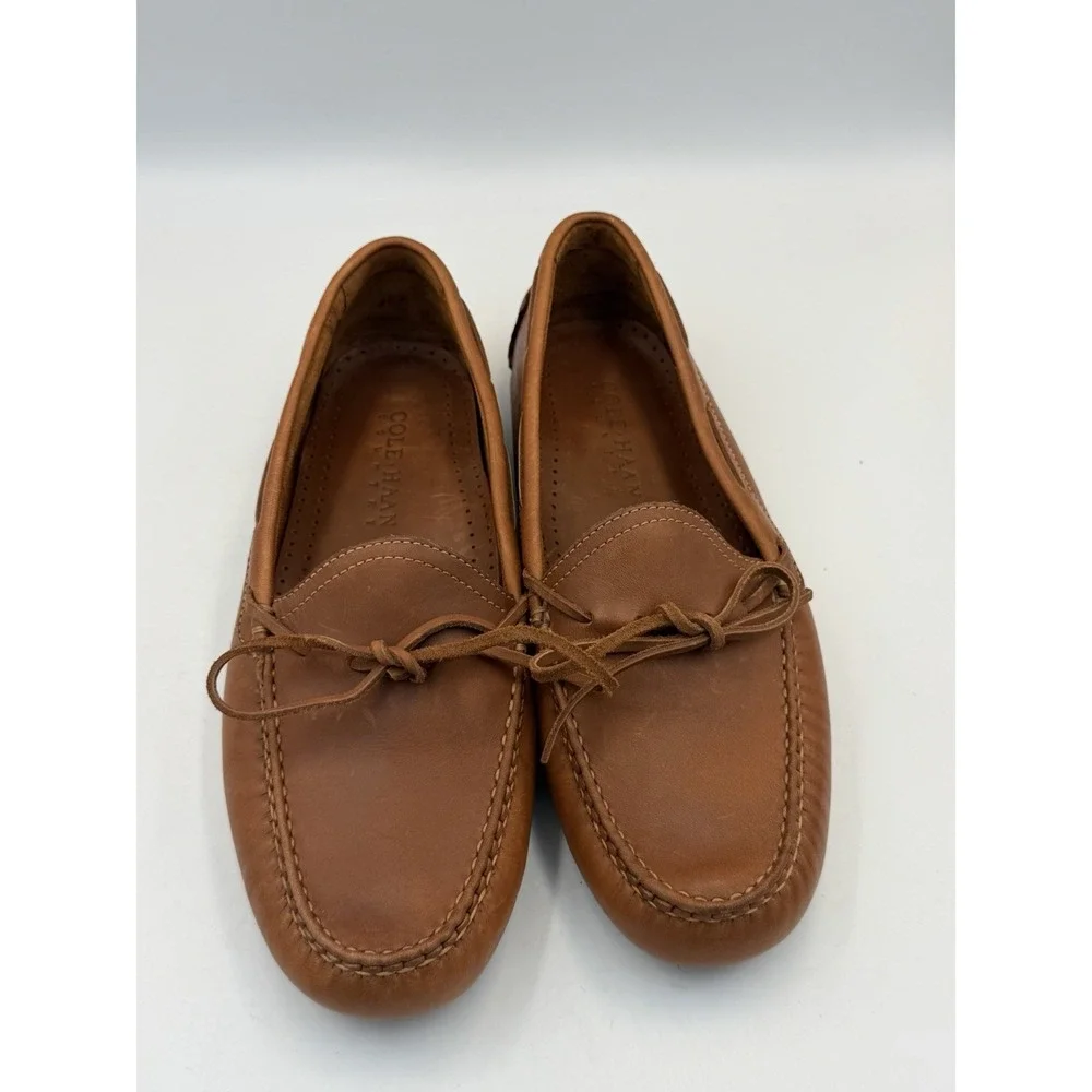 Cole Haan Men's 11.5M Brown Leather Driving Loafers Moc Toe Lace Brazil